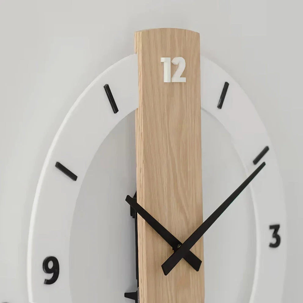 Elegant Nordic-Inspired Solid Wood Wall Clock with sleek, rectangular design and muted, quiet operation