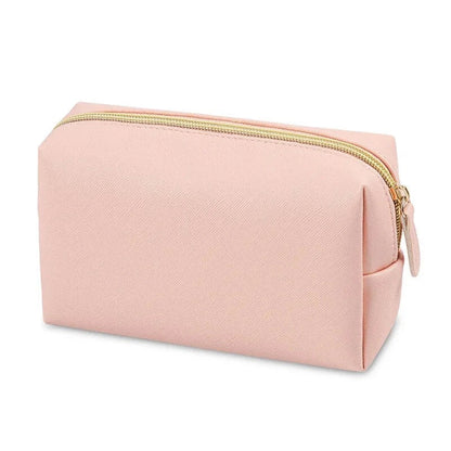 Chic PU Leather Travel Cosmetic Bag - Elegant Makeup Organizer with Secure Zipper in Multiple Sizes