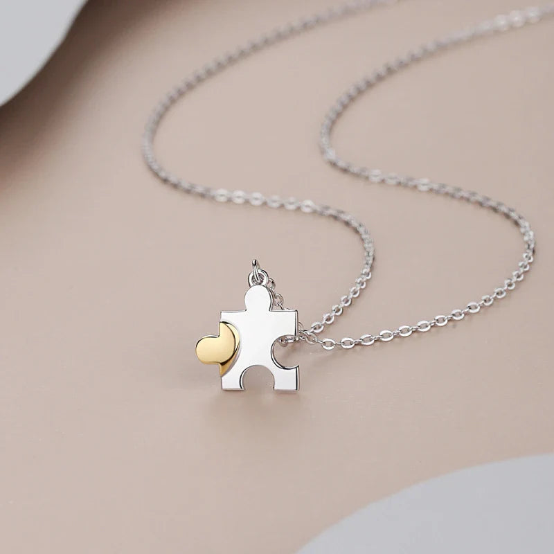 Couple's sterling silver necklace set featuring adjustable length and premium 925 silver construction