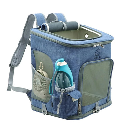 Melange Color Backpack Cat Carrier with Padded Interior, Breathable Mesh Panels, and Adjustable Straps for Comfortable Pet Transportation