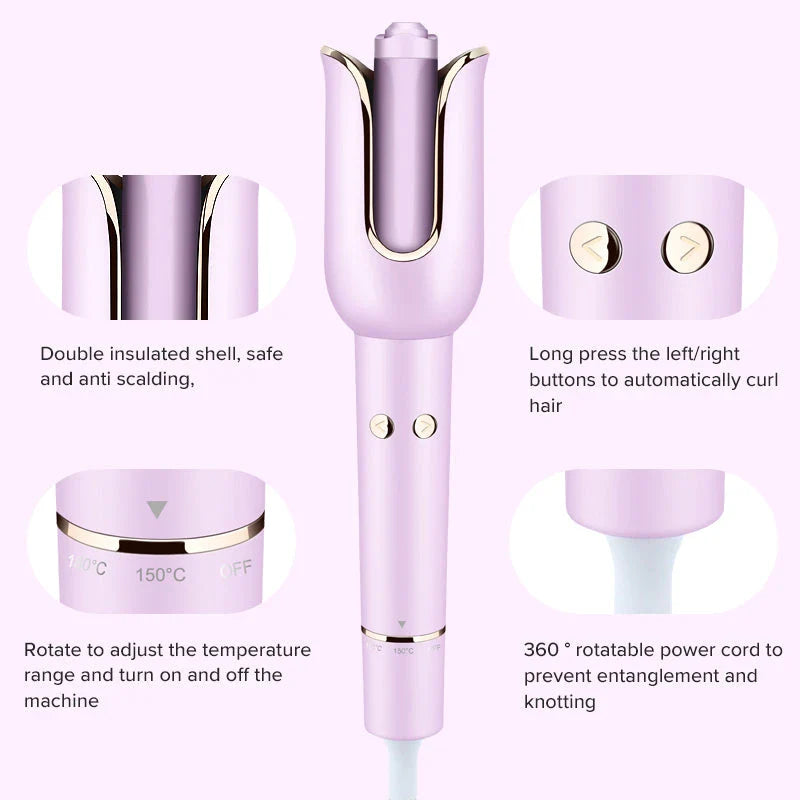 Automatic Rotation Electric Hair Curler with ceramic coating and rapid heating for salon-quality curls