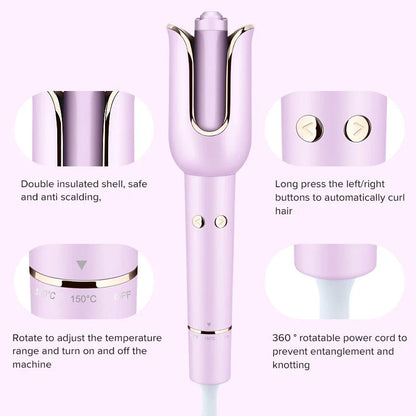 Automatic Rotation Electric Hair Curler with ceramic coating and rapid heating for salon-quality curls