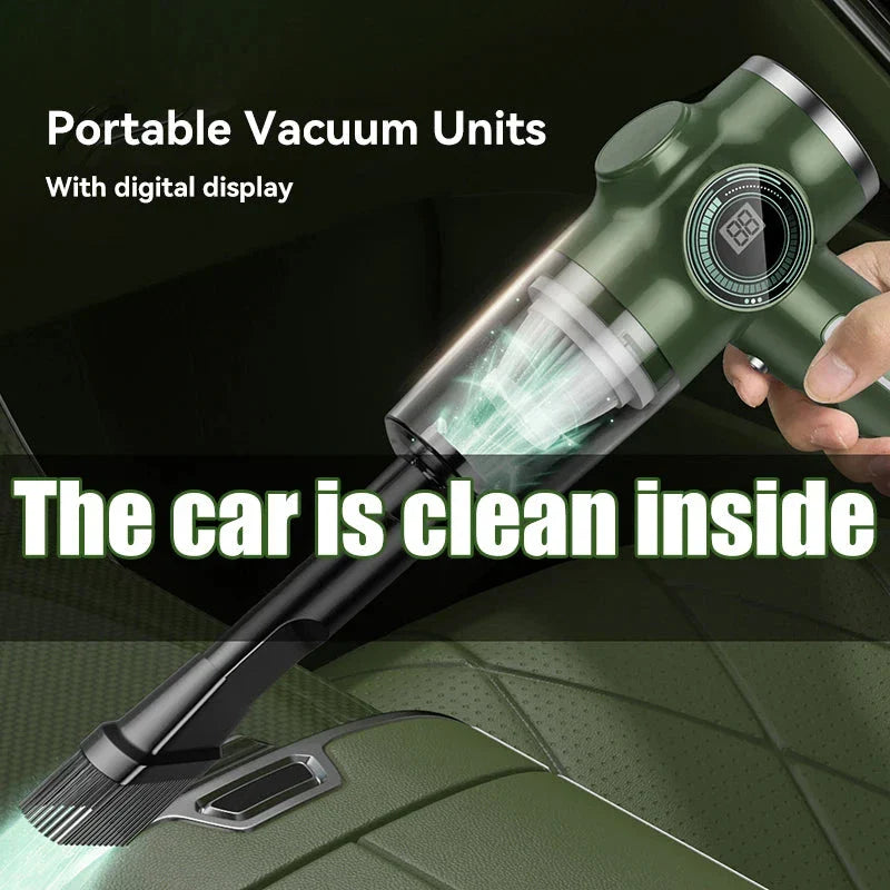 Powerful cordless car vacuum cleaner with high suction power, versatile accessories, and compact design for effortless car interior cleaning