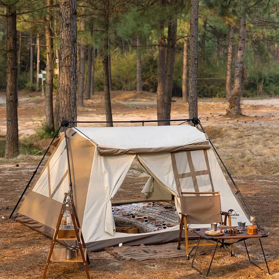 Automatic A-Type 4-Person Outdoor Camping Tent with Quick Setup, Weatherproof Materials, and Ample Space