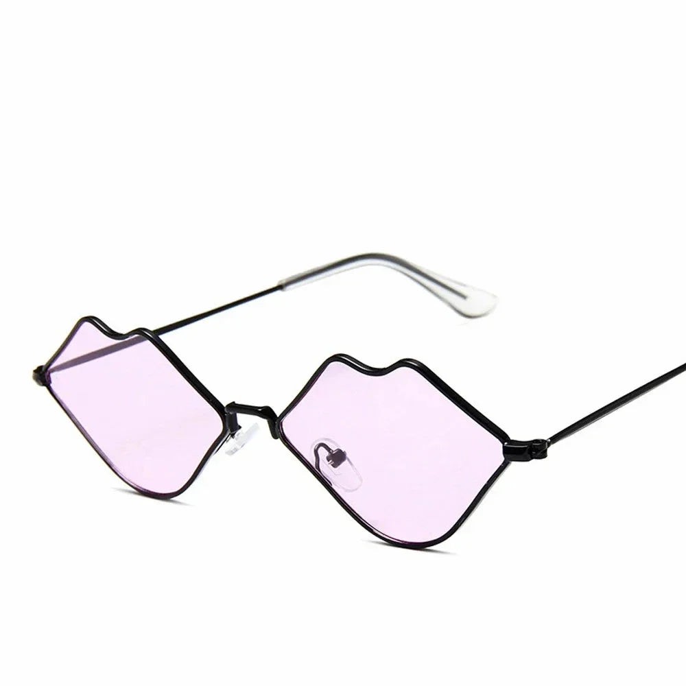 Chic Red Lips Cat Eye Sunglasses for Women with UV400 Protection and Durable Alloy Frame