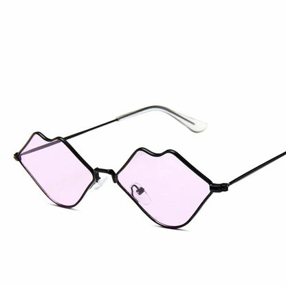 Chic Red Lips Cat Eye Sunglasses for Women with UV400 Protection and Durable Alloy Frame