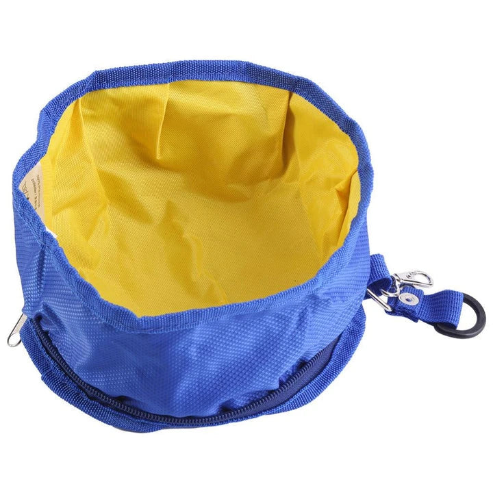 Collapsible pet bowl made of durable polyester for outdoor adventures with your furry friend