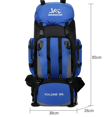 Premium outdoor hiking backpack made from water-resistant nylon with padded shoulder straps and multiple storage compartments.