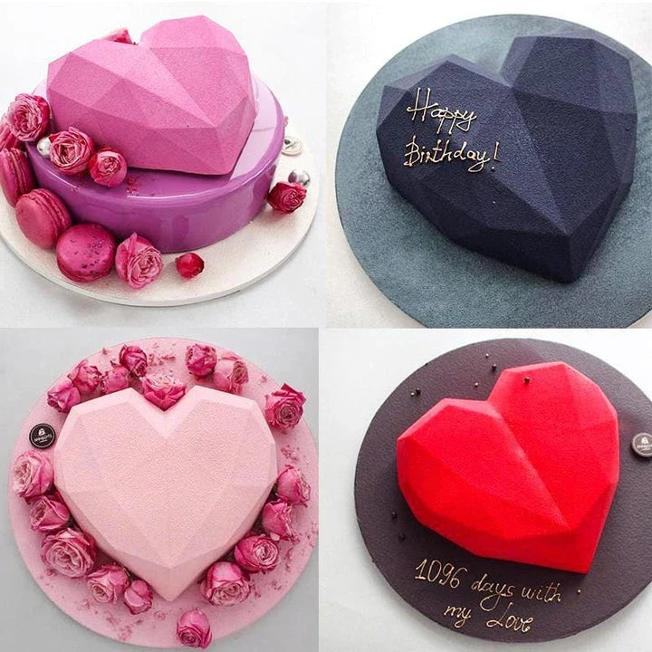 Premium 3D heart-shaped silicone molds for baking cakes, cookies, candies, and more