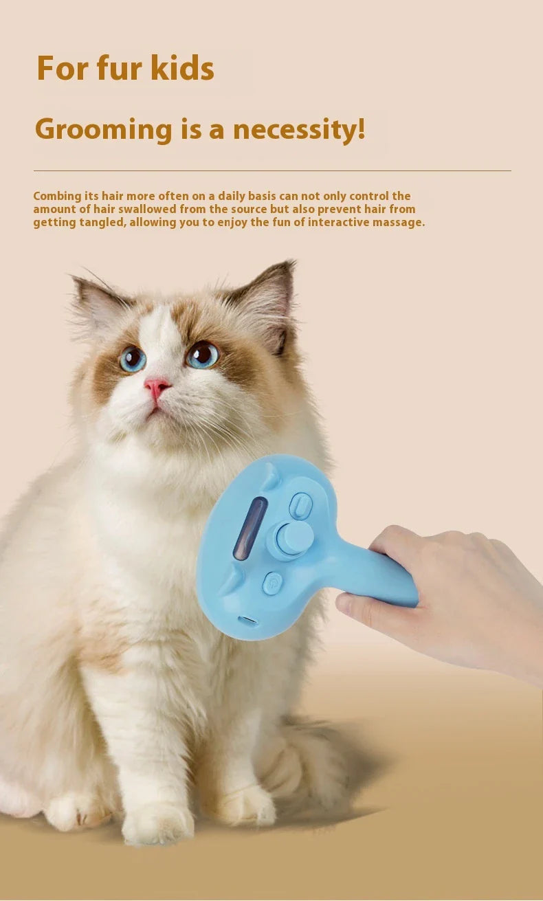 Rechargeable Pet Hair Removal Comb with Spray Cleaner - Effortlessly remove stubborn pet hair and keep your furry friend's coat fresh and healthy.