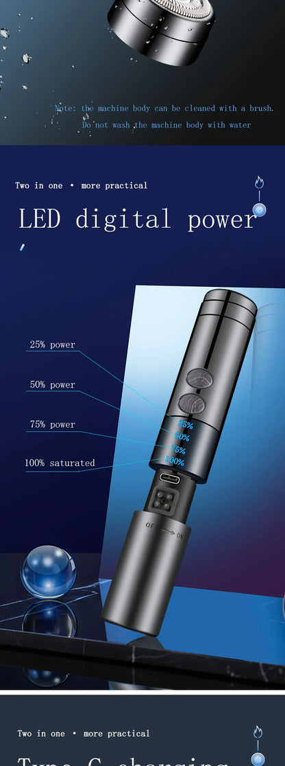 Dual Arc Lighter Razor with sleek zinc alloy body and stainless steel blade for effortless beard grooming