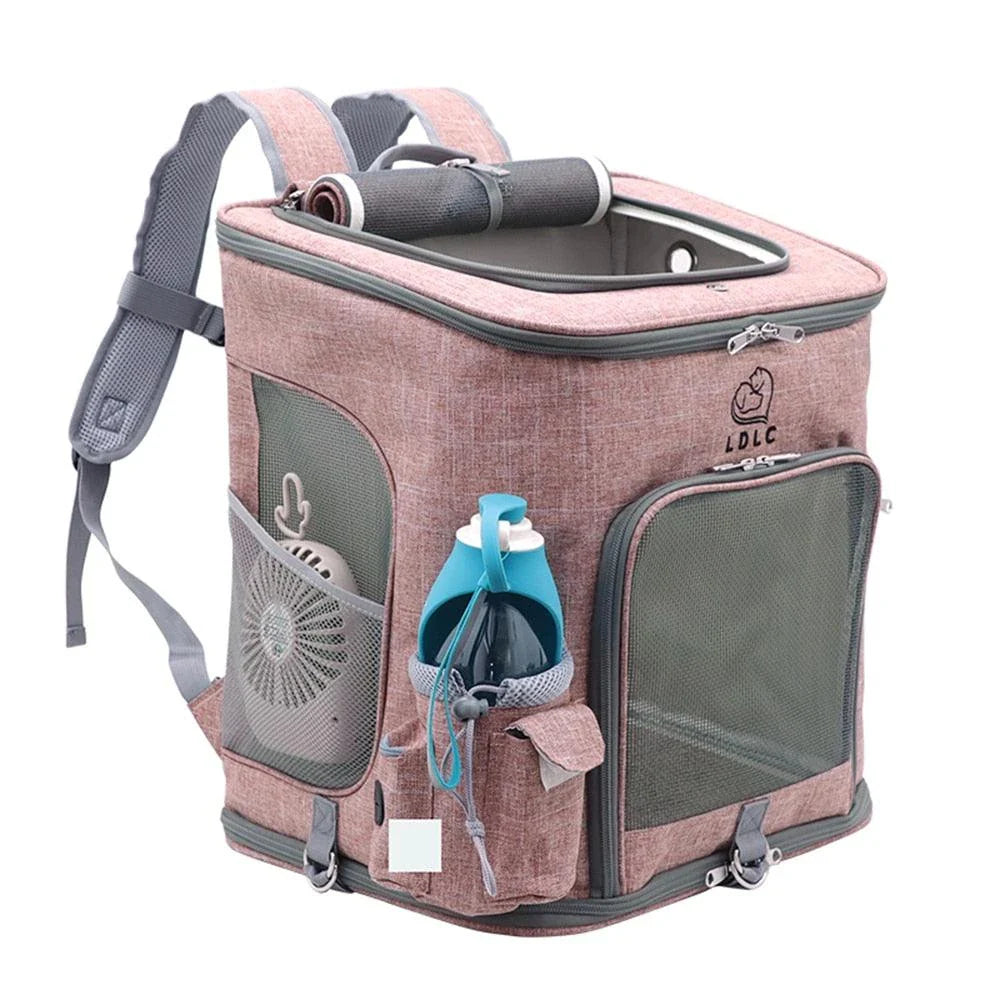 Melange Color Backpack Cat Carrier with Padded Interior, Breathable Mesh Panels, and Adjustable Straps for Comfortable Pet Transportation