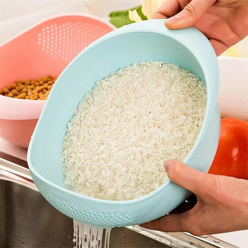 A multi-purpose kitchen drain basket with handles, made of high-quality polypropylene material for efficient draining and easy cleaning.