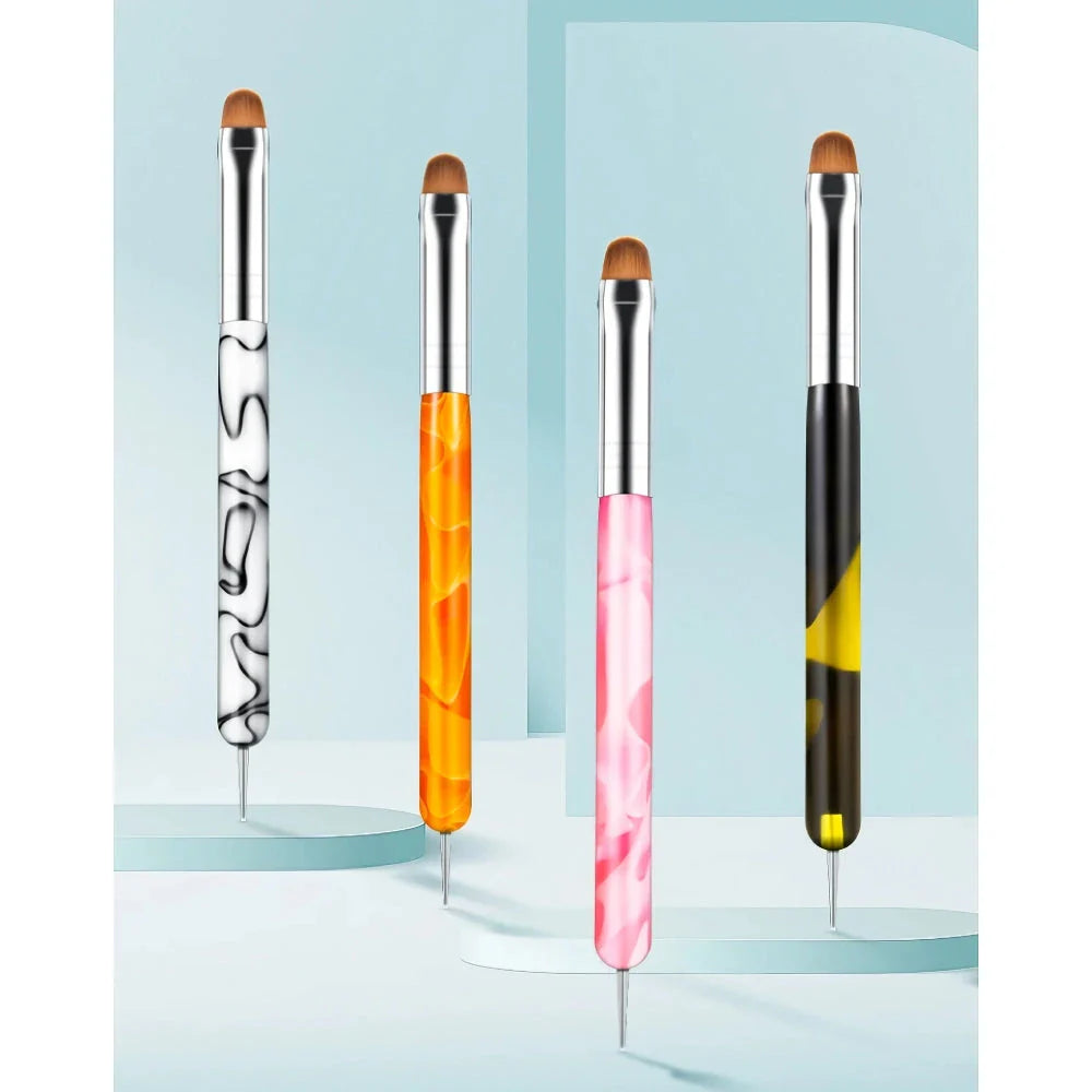Premium dual-ended acrylic nail art brush and dotting tool in various colors for versatile nail design applications