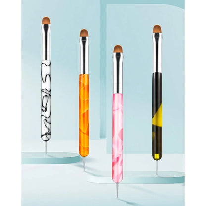 Premium dual-ended acrylic nail art brush and dotting tool in various colors for versatile nail design applications