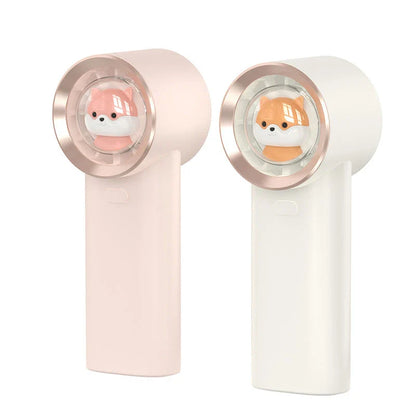 Cute squirrel-shaped mini handheld fan with adjustable speeds and USB charging capabilities