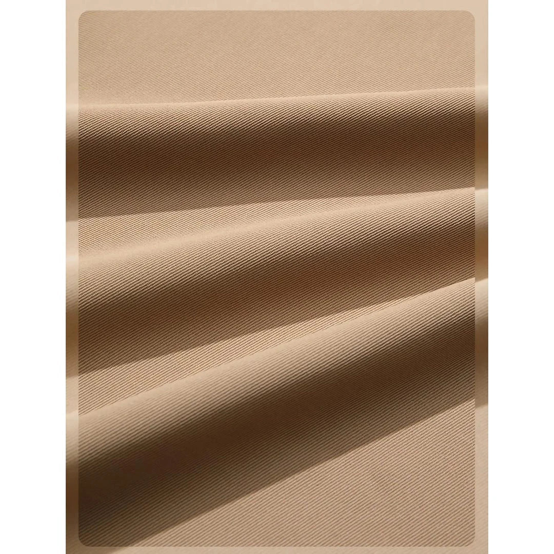 Elegant French-inspired high-waist embroidered A-line skirt in khaki color