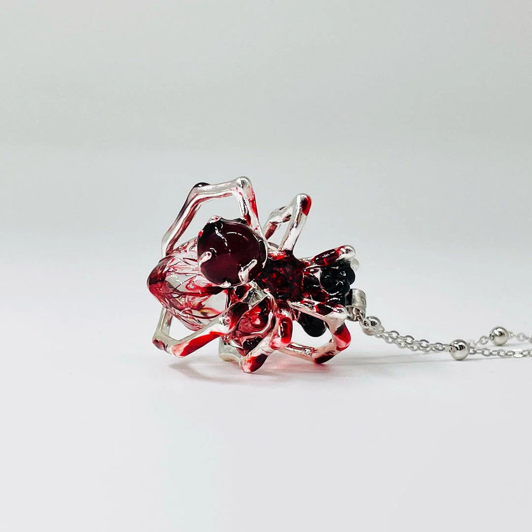 Handcrafted spider web heart pendant necklace with adjustable chain in various styles and colors
