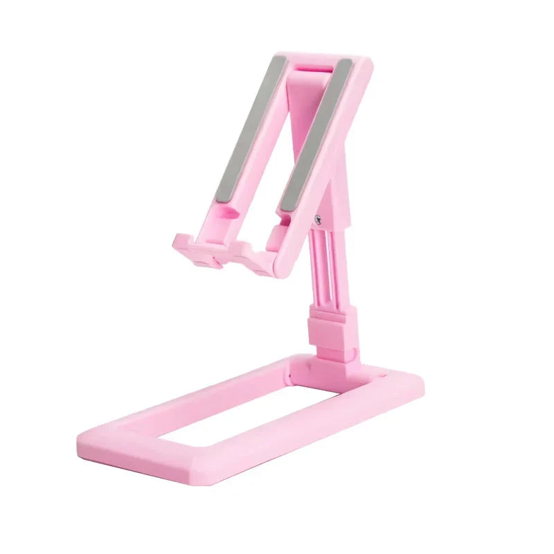 Adjustable and foldable phone stand made of durable aluminum alloy and silicone pads for hands-free convenience