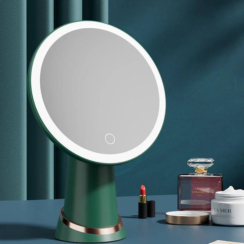 Illuminating LED makeup mirror with adjustable lighting and touch controls for perfect application and radiant results