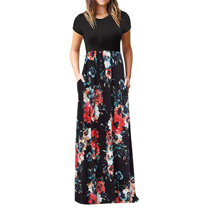 Stylish Bohemian dress with a vibrant collage-inspired print and milk silk fabric