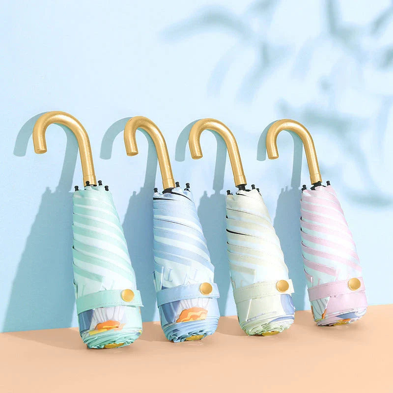 Compact Folding UV Parasol - Lightweight, Waterproof, and UV-Resistant Umbrella for Rain and Sun Protection