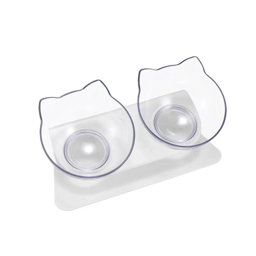 Ergonomic Non-Slip Cat Bowls with Raised Stand in Gray and Black colors