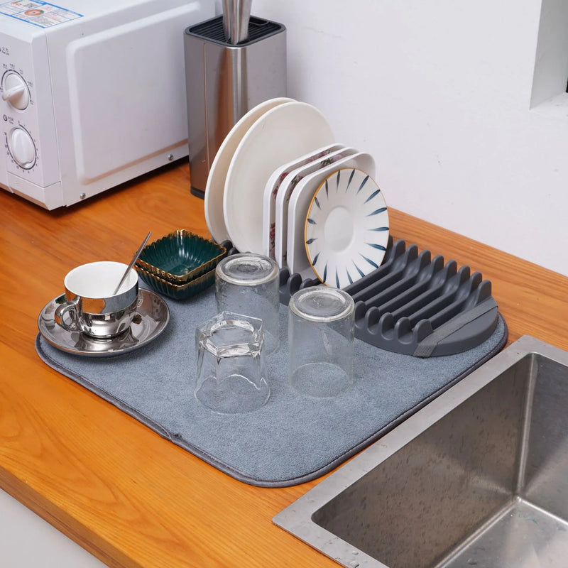 Hhomeenjoy US Durable Dish Drying Rack with Hanging Storage for Modern Kitchens