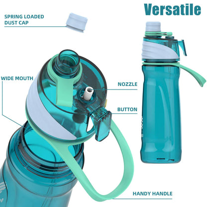 Dual-Function Sports Water Bottle with Refreshing Spray - Stay Hydrated and Cool During Outdoor Activities and Workouts