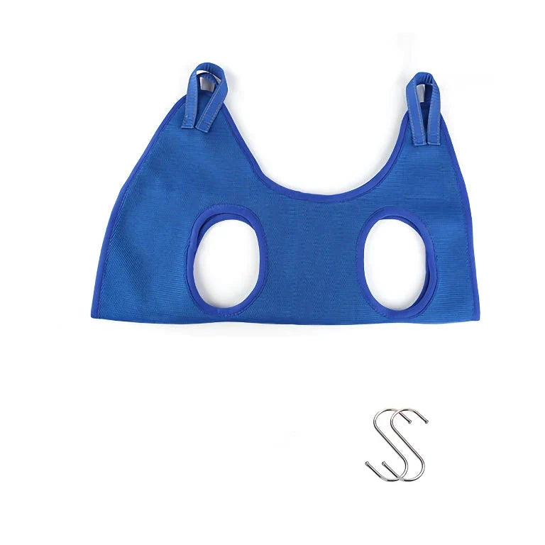 A green cat grooming hammock with a breathable and comfortable design for easy nail trimming, bathing, and grooming.