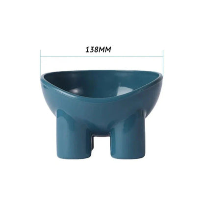 Elevated high foot pet bowl with neck support and anti-tip design for small dogs and cats