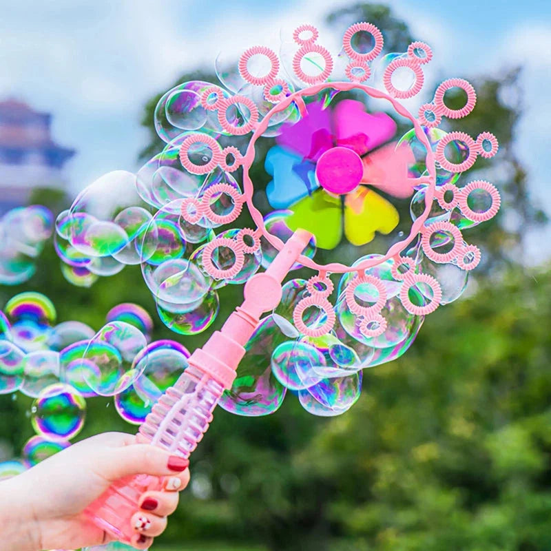 Handheld Bubble Blowing Windmill Wand - A vibrant and durable toy that creates a stream of beautiful bubbles with a simple wave of the wand
