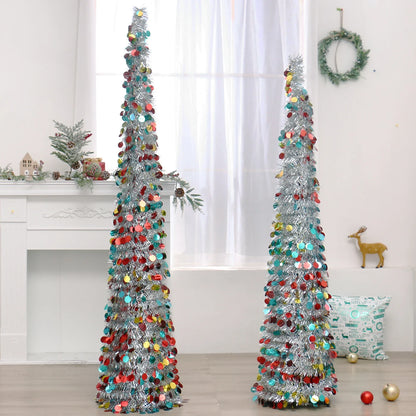 Colorful Retractable Folding Christmas Tree Decorative Ornaments for Festive Holiday Decor