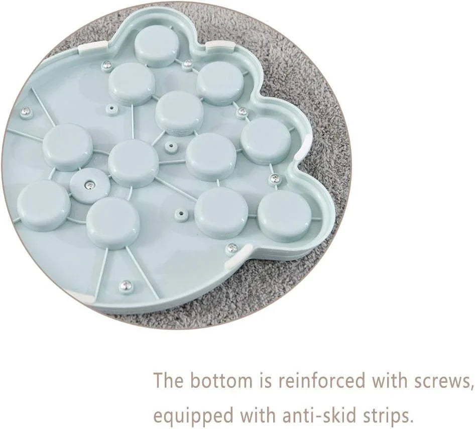 Interactive feeding and training toy for dogs and cats, designed to promote slower eating, reduce boredom, and enhance pet's mental stimulation