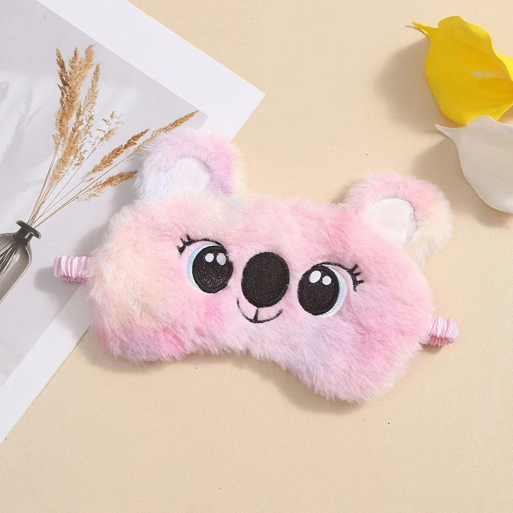 Soft, plush koala-themed sleep mask with adjustable strap for comfortable fit