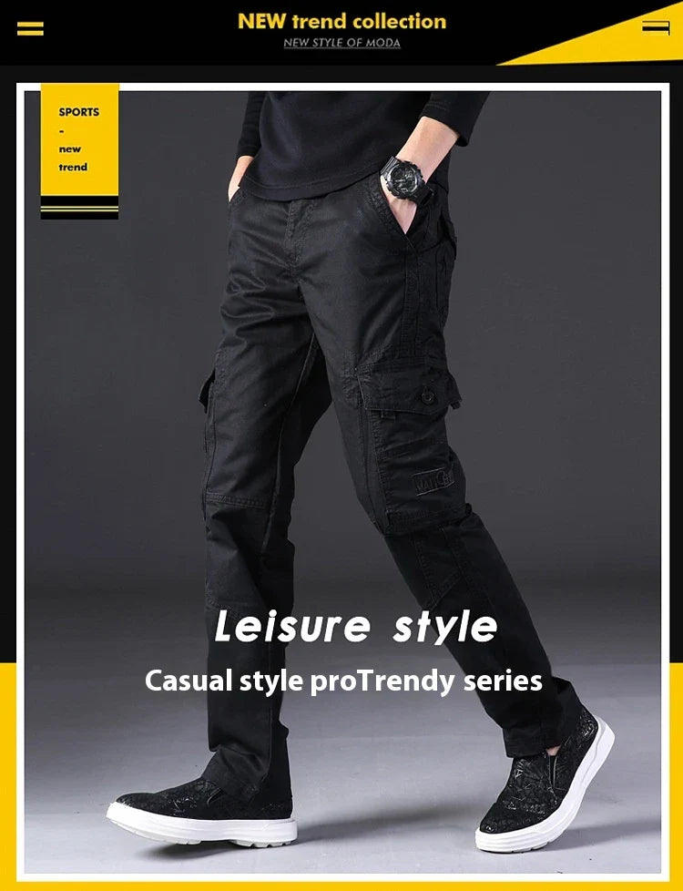 Trendha men's outdoor casual cotton trousers with multiple pockets in a variety of colors and sizes