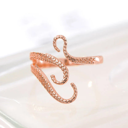 Adjustable Octopus Tentacle Wrap Ring in Gold, a unique and eye-catching piece of jewelry with a marine-inspired design