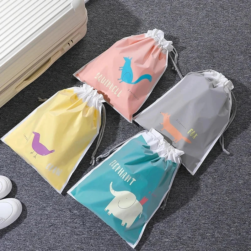 Cartoon Cute Large Capacity Waterproof Drawstring Storage Bag in Yellow Color