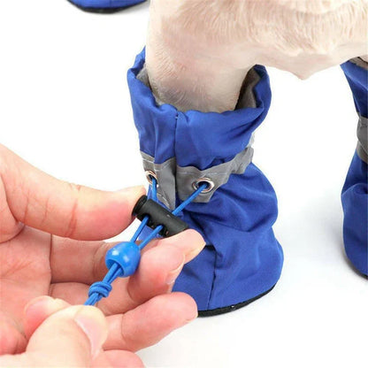 Adjustable waterproof dog socks in various sizes and colors, designed to keep paws dry and comfortable during outdoor adventures.