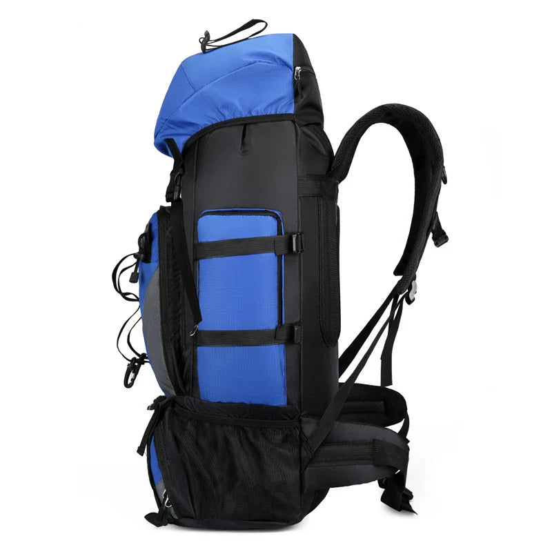 Premium outdoor hiking backpack made from water-resistant nylon with padded shoulder straps and multiple storage compartments.