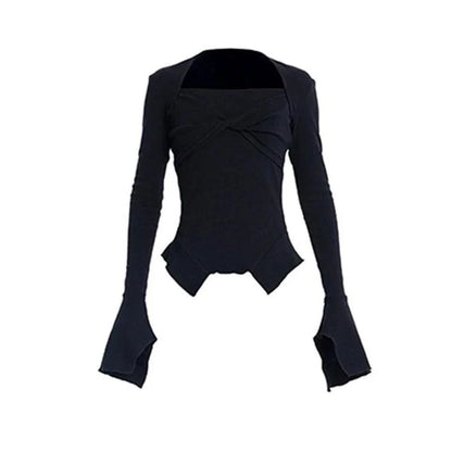 Stylish square collar flared sleeve knit sweater for modern women in a variety of sizes