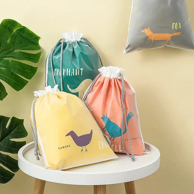 Cartoon Cute Large Capacity Waterproof Drawstring Storage Bag in Yellow Color