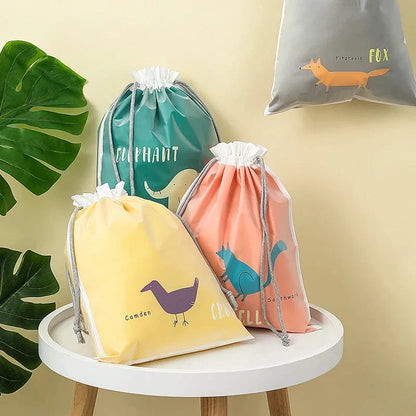 Cartoon Cute Large Capacity Waterproof Drawstring Storage Bag in Yellow Color