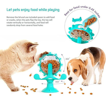 Interactive Windmill Turntable Puzzle Toy for Small Dogs and Cats - Slow Feeder for Mental Stimulation