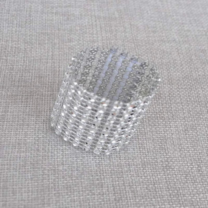 Elegant Silver Diamond Design Napkin Rings, Set of 10 Decorative Table Accessories