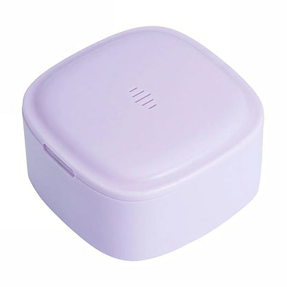 Magnetic Buckle Denture Care Box in Light Purple, a portable and durable storage solution for dental appliances and other items
