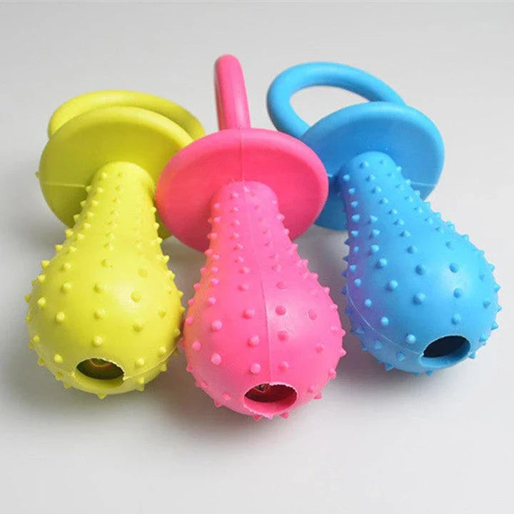Premium chew toy for dogs made of durable rubber in a unique dummy design to satisfy your furry friend's natural chewing needs