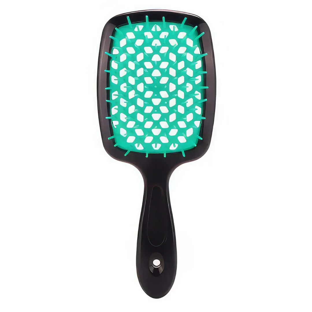 DetanglePro Air Cushion Hair Comb in purple, pink, and green colors for effortless hair detangling