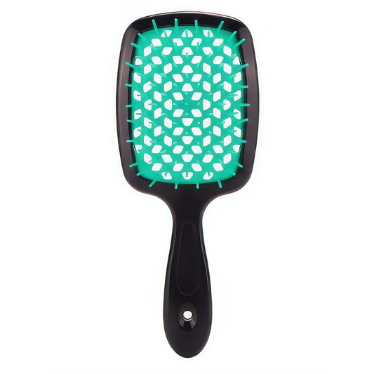 DetanglePro Air Cushion Hair Comb in purple, pink, and green colors for effortless hair detangling