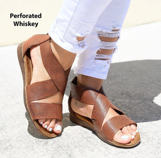 Comfortable flat toe casual sandals with a durable PU upper, flexible rubber sole, and sleek hollow design for all-day wear